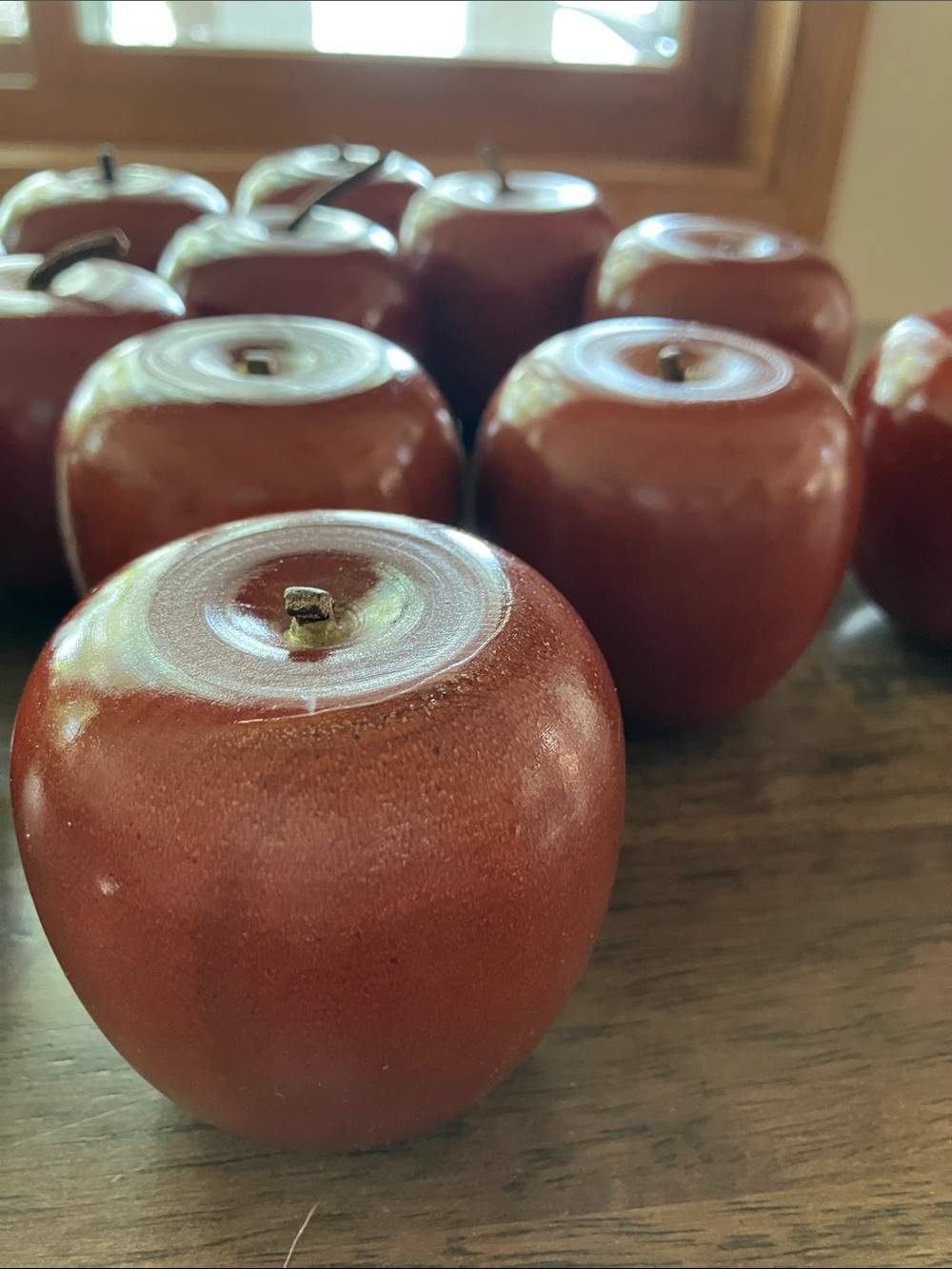 Set of 13 Decorative Red Wooden Apples - Picture 12 of 13